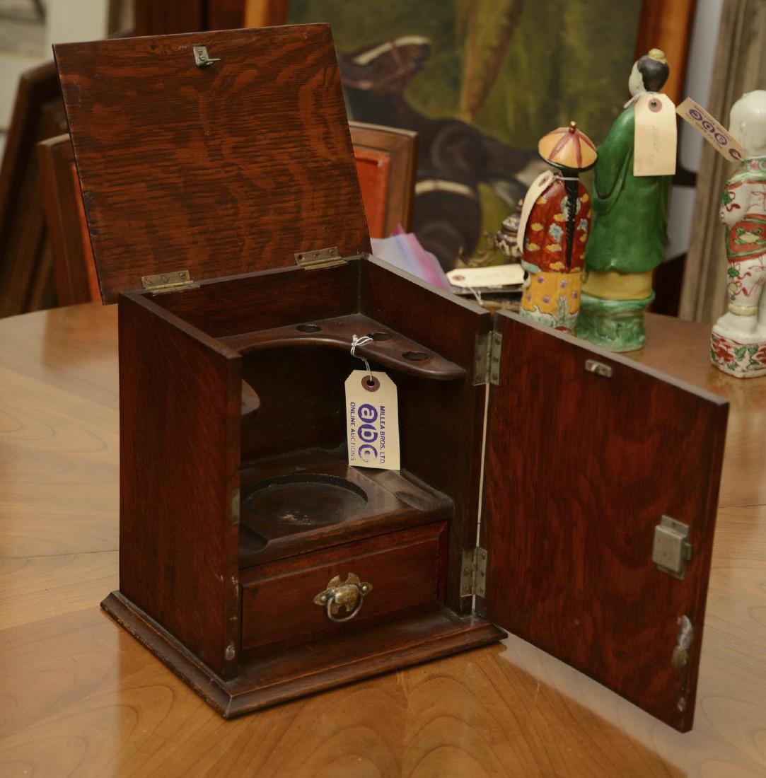Antique oak tabletop pipe humidor cabinet (1 of 5)