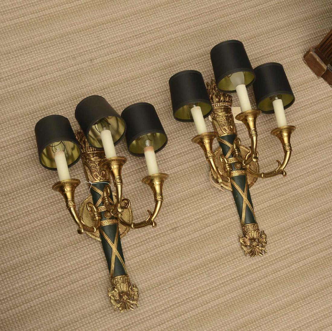 Pair Louis XVI style ormolu torch sconces (1 of 5)