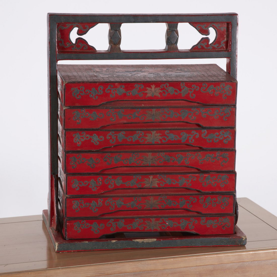 Chinese red lacquered wedding box (1 of 4)
