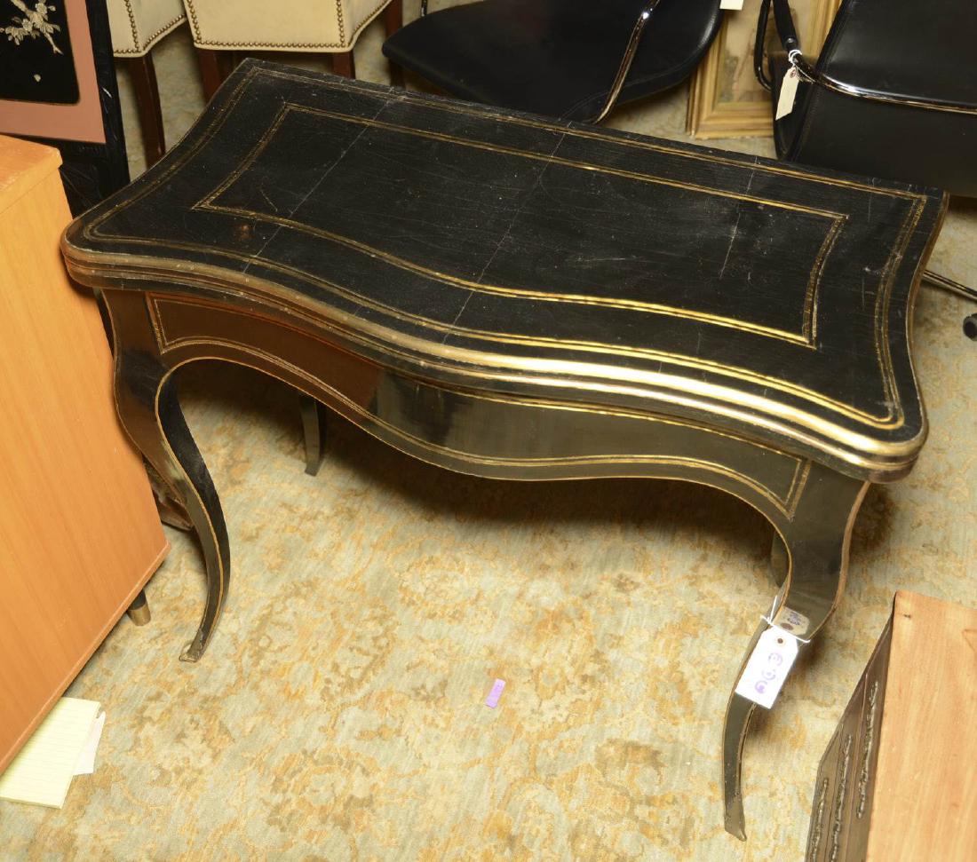Continental brass inlaid black lacquer games table (1 of 2)