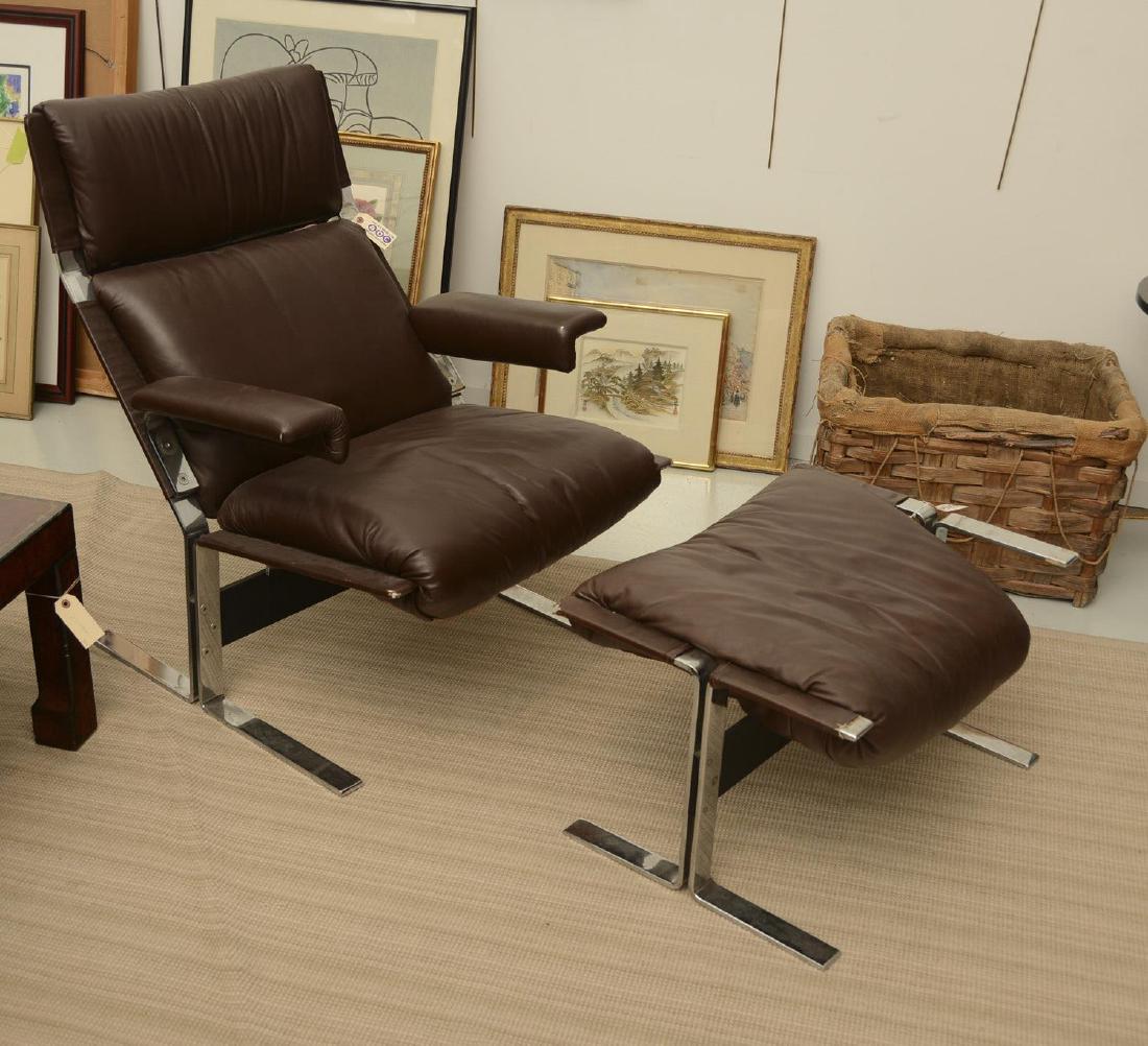 Hersberger for Pace Collection Onda chair: Hersberger for Pace Collection Onda chair, Circa 1970s, with hassock, unmarked, 36"h x 28"w x 38"d (chair), 15"h x 26"w x 19"d (hassock)