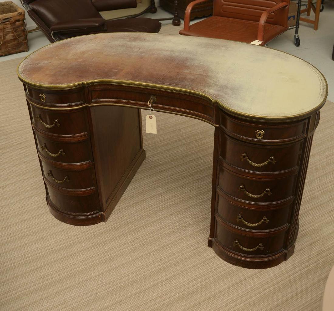 Louis XVI inspired leather top kidney desk (1 of 5)