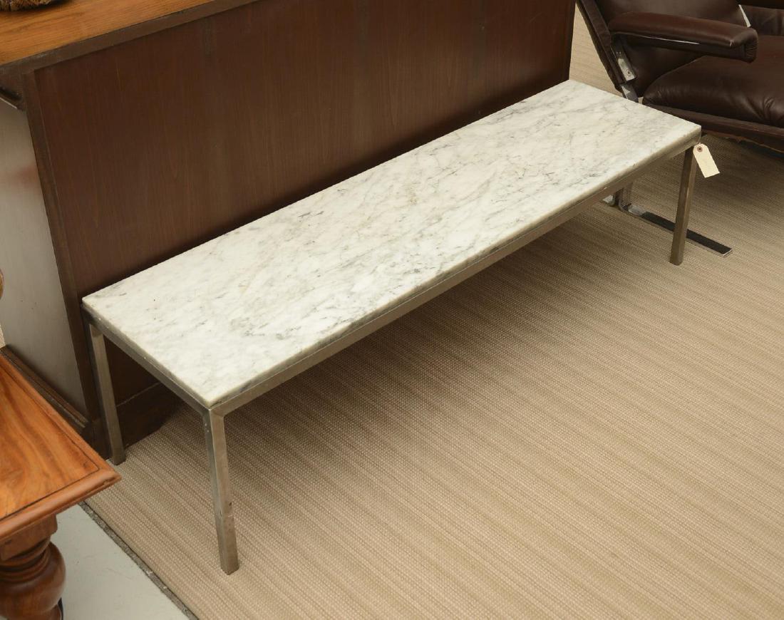 Florence Knoll style steel, marble coffee table (1 of 3)