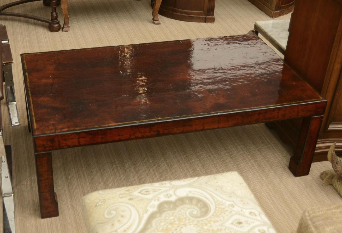 Ming style lacquered leather cocktail table (1 of 2)