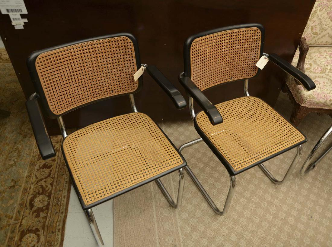 Pair Breuer style dining chairs: Pair Breuer style dining chairs, 20th c., unmarked, 33"h x 22.5"w