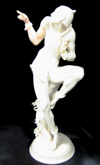 OPPEL,GUSTAV 1891-1978: OPPEL, Gustav (1891-1978) A porcelain figure of the Commedia dell'Arte. Siged Gustav Oppel on the basis. CSchwarzburger Werk's stamp on the reverse.H: 31cm - 12.25''