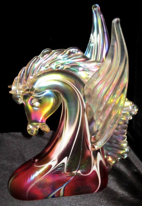 STUART ABLEMAN (AMERICAN 20TH CENTURY) PEGASUS: STUART ABLEMAN (AMERICAN 20TH CENTURY) ART GLASS Pegasus Winged Horse , SIGNED, MPE 1201 93 OF 500 1988. Measures 9" Tall