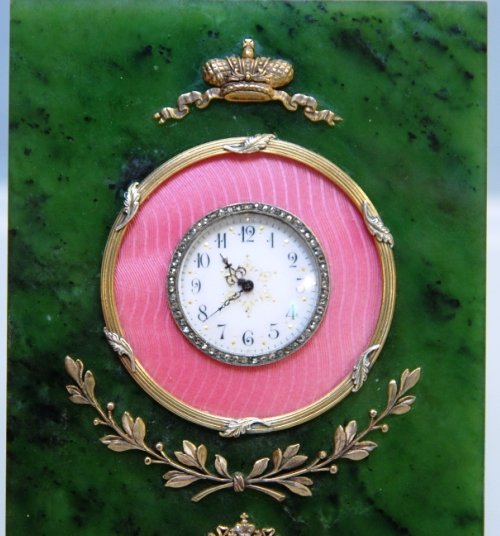 RUSSIAN NEPHRITE AND GUILLOCHE CLOCK - 2