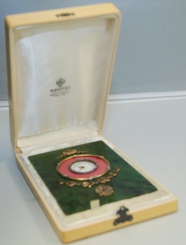 RUSSIAN NEPHRITE AND GUILLOCHE CLOCK - 7