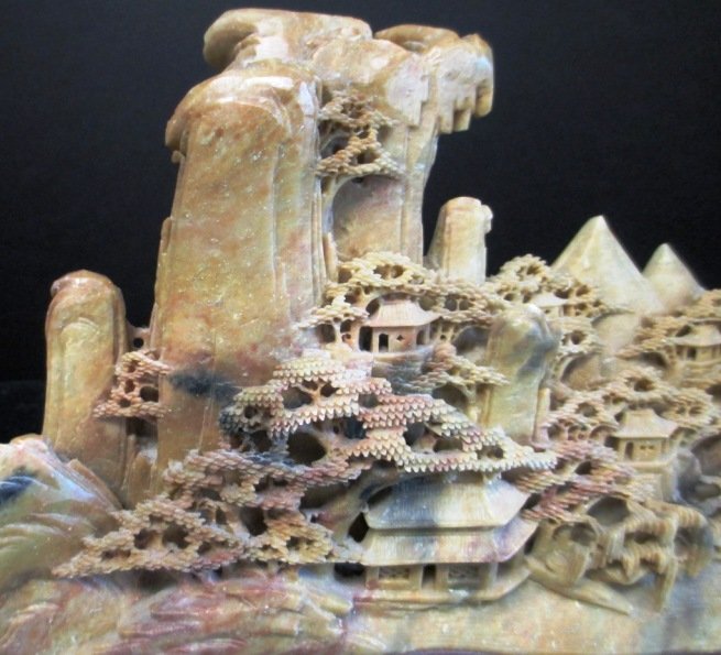 CHINESE SOAP STONE CARVING TEMPLES MOUNTAINS - 2