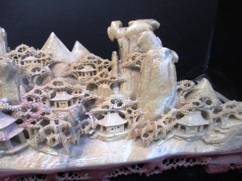 CHINESE SOAP STONE CARVING TEMPLES MOUNTAINS - 3