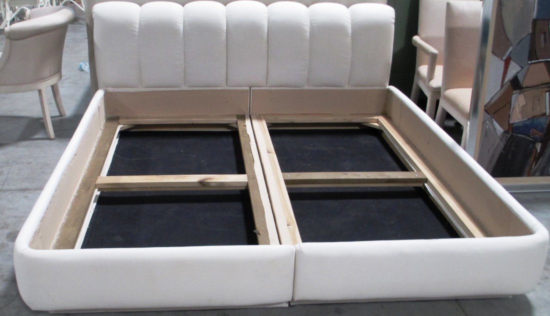 KING SIZE WHITE FABRIC HEAD BOARD FOOT, & SIDES: KING SIZE WHITE FABRIC HEAD BOARD FOOT, & SIDES