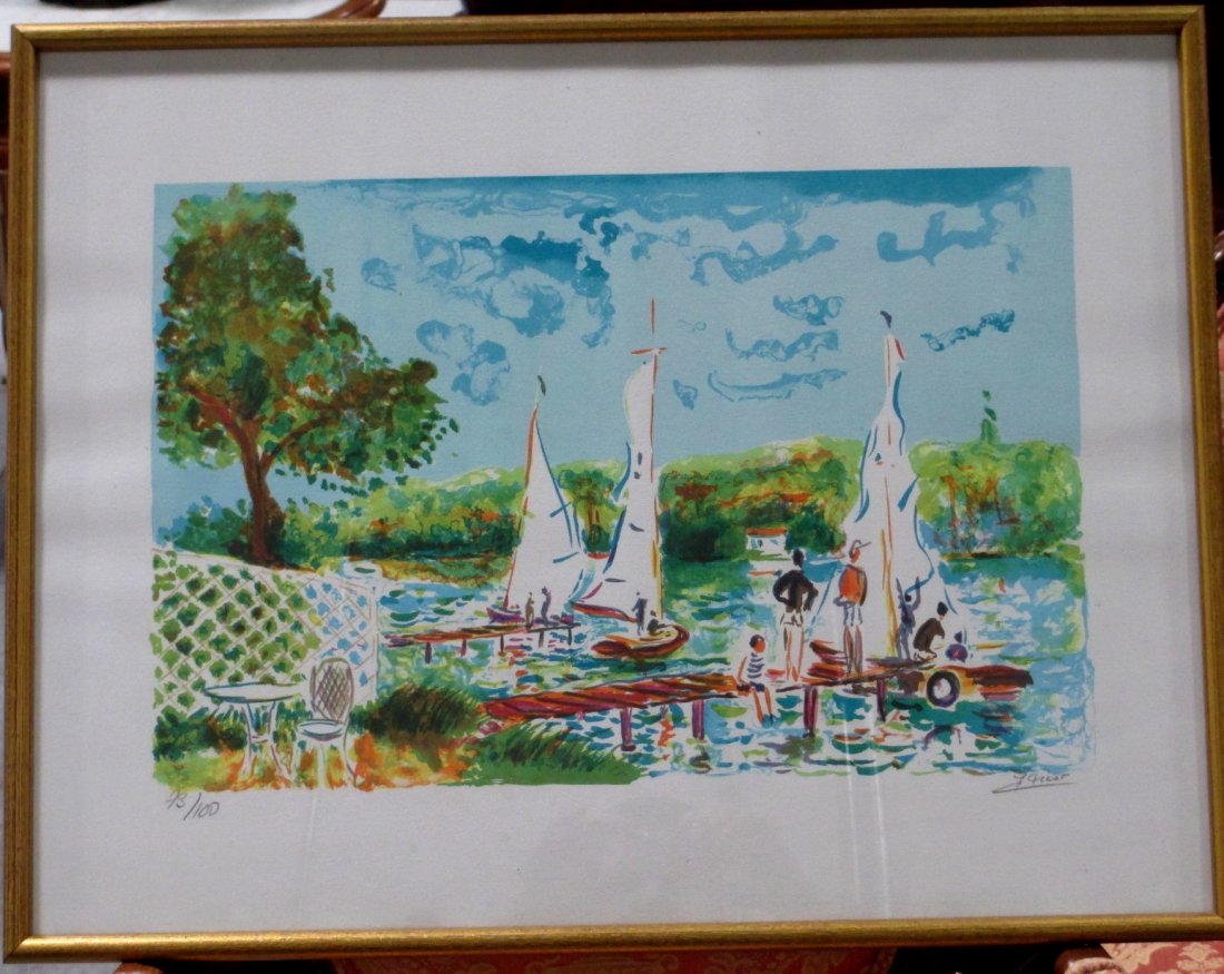 LITHOGRAPH SAIL BOATS DOCK 73/ 100 20.5" X 13.5": LITHOGRAPH SAIL BOATS DOCK 73/ 100 20.5" X 13.5" LITHOGRAPH SAIL BOATS DOCK 73/ 100 20.5" X 13.5"
