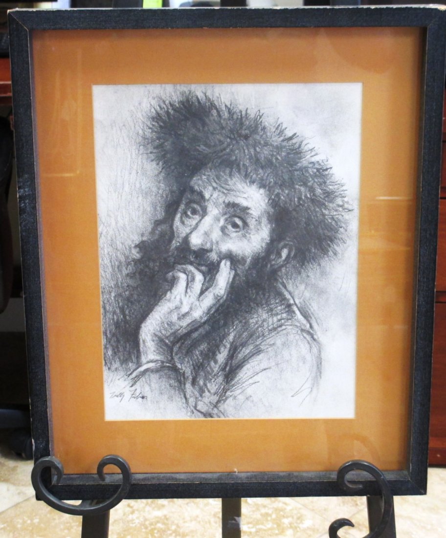 DRAWING BY TULLY FILMUS RUSSIAN MAN WITH HAT: DRAWING BY TULLY FILMUS RUSSIAN MAN WITH HAT Tully Filmus (1903-1998), Russian/American measures 9" by 12" Framed and Matted.