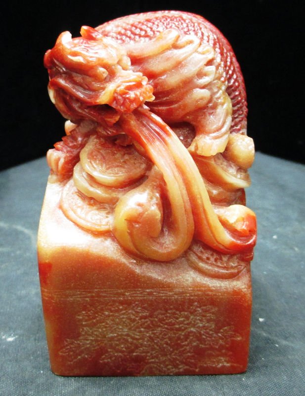 CHINESE CARVED HARD STONE LIZARD: Lizard carving made of Hard Stone with split Tongue. Measures 4" Tall weights 578.3 Grams