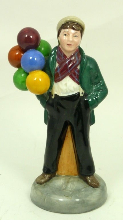 ROYAL DOULTON " BALLOON BOY" FIGURINE H N 2934: Royal Doulton Porcelain Figurine- ''Balloon Boy'' HN 2934, designed by Peter Gee, issued 1984-1998, Measures 7 1/2'' Tall