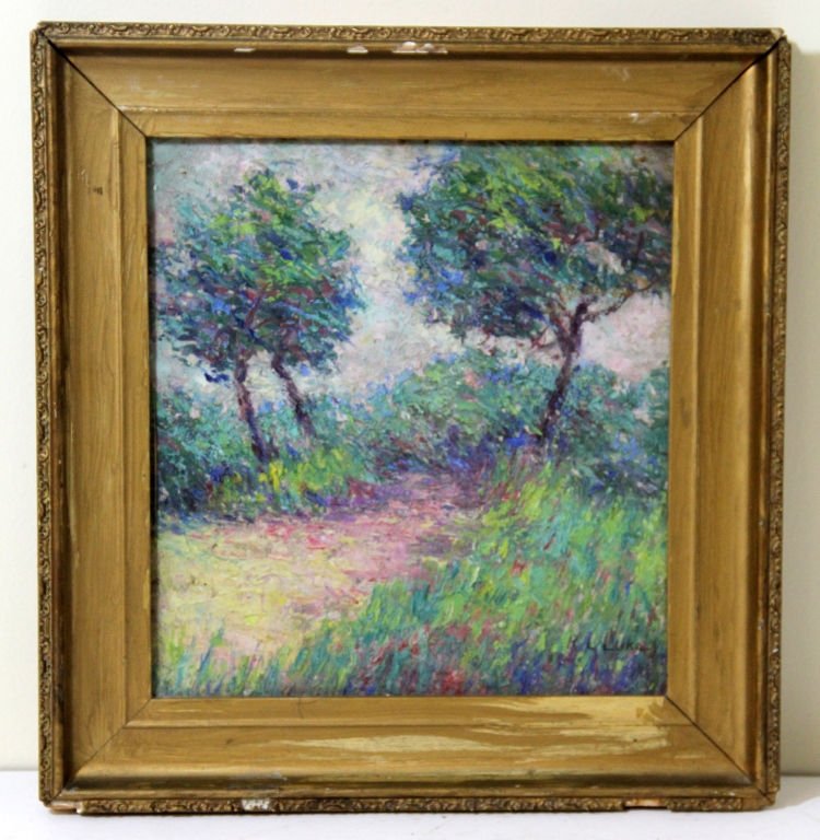 KATHRYN LOGAN LUKE OIL PAINTING LANDSCAPE SCENE: Oil Pianting depicting that of Landscape scene with Tree's. Measures 11" by 10"