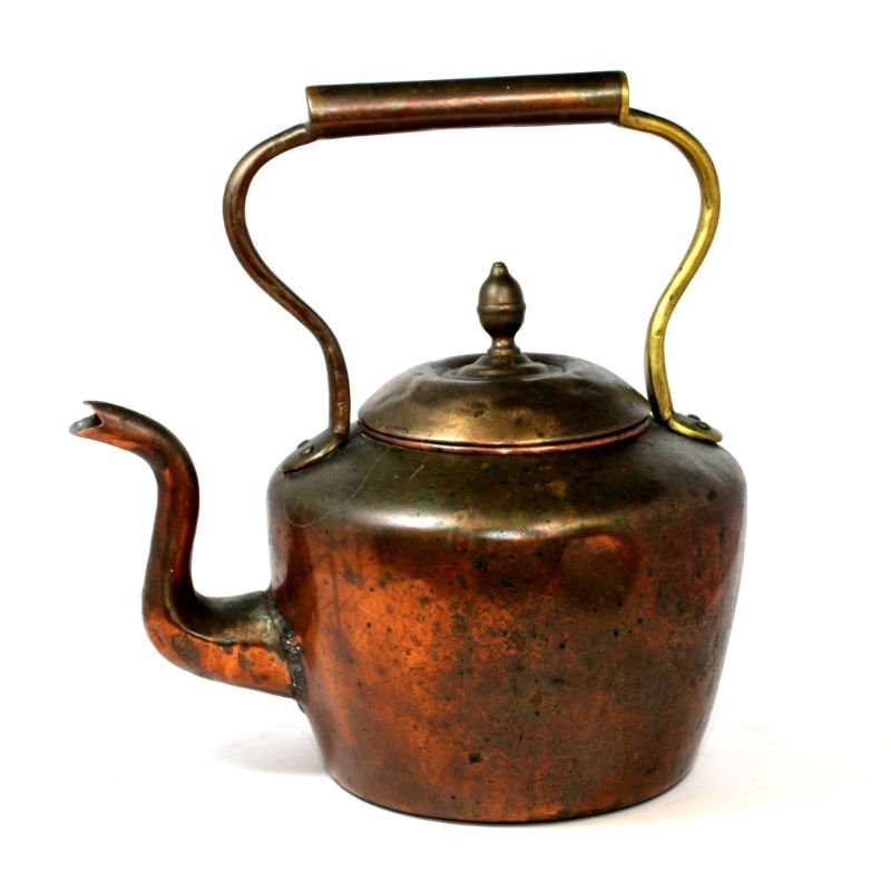 ANTIQUE COPPER TEA KETTLE POT: Measures 14" by 18"