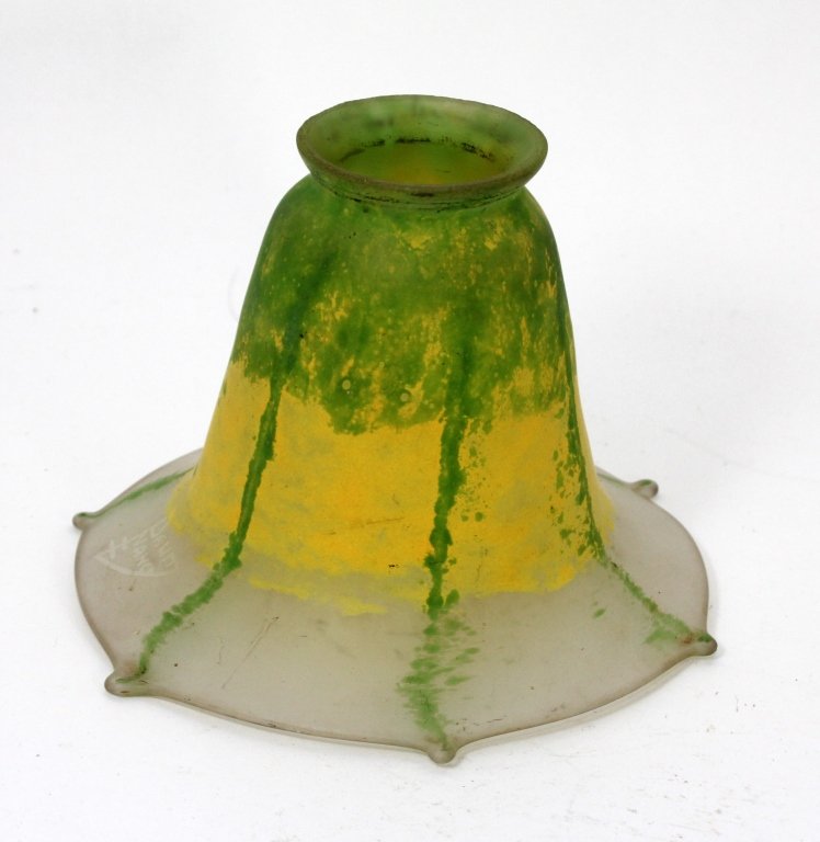 DAUM NANCY ANTIQUE HAND PAINTED GLASS GLOBE: Signed Daum Nancy measures 4 3/4" Tall diameter 5 3/4" opening diameter 2"