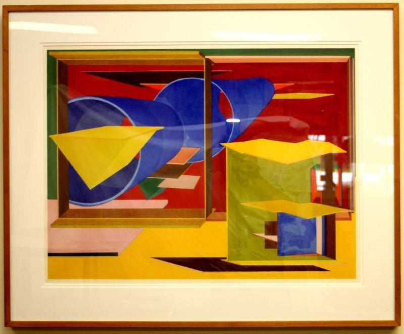 AL HELD PANCHINKO COLOR WOOD BLOCK DATED 1989: Measures 26 1/2" by 33 1/2" numbered 98 of 125 Geometric Pattern abstract Modern painting