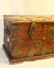 OLD ASIAN CRAFTED BRASS CLAD DOUBLE CLASP CHEST - 4