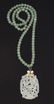 14K CHINESE CARVED ICY WHITE JADE PHOENIX PENDANT