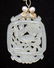 14K CHINESE CARVED ICY WHITE JADE PHOENIX PENDANT - 2