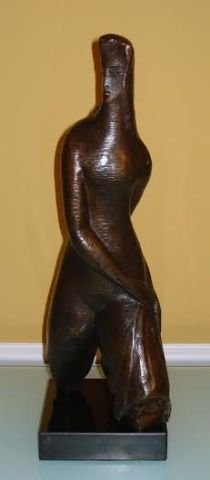 ALEXANDER ARCHIPENKO BRONZE RUSSIAN 1887-1964: ALEXANDER ARCHIPENKO ( RUSSIAN 1887-1964), 'Walking Girl', bronze with golden brown patina, height: 17 1/4 in., base: 5 7/8 in., signed and numbered 'Archipenko 9/12' (on the back of the right leg).