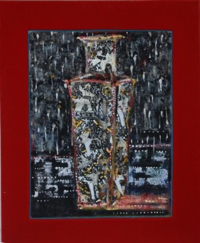 IZHAR PATKIN MIXED MEDIA PAINTING ON SCREEN: IZHAR PATKIN MIXED MEDIA PAINTING ON SCREEN Paint on screen/mixed media from Holly Soloman Gallery New York, NY by Izhar Patkin titled " Black Rain" Measures 28" (71.12cm) x 34" (86.36cm) Signed and d