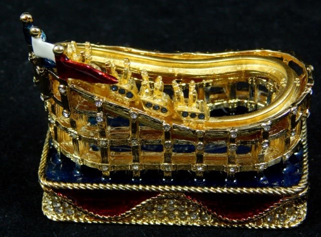 ESTEE LAUDER" ROLLICKING ROLLER COASTER" PERFUME: ESTEE LAUDER" ROLLICKING ROLLER COASTER" PERFUME. BEAUTIFUL ENAMEL & RHINESTONE THROUGH OUT.