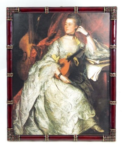 JAY STRONGWATER GUILLOCHE ENAMELED PICTURE FRAME: A large Jay Strongwater ruby red guilloche enameled and jeweled picture frame. Scrolled and jeweled frame. Measures approx. 10 5/8" heigth x 8 5/8" width.