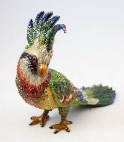 LARGE JAY STRONGWATER ENAMELED COCKATOO: LARGE JAY STRONGWATER ENAMELED COCKATOO. MEASURES 5.5" TALL BY 6" WIDE.