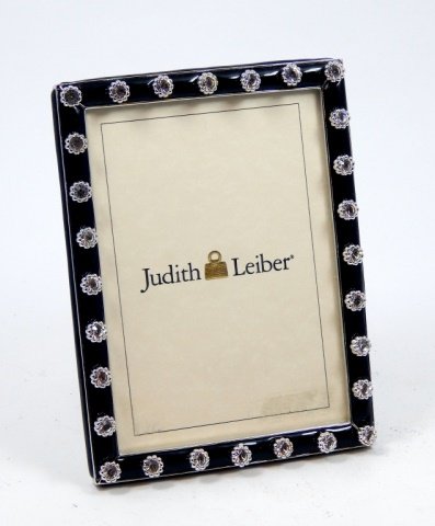 JUDITH LEIBER ENAMEL & LARGE RHINESTONE FRAME: JUDITH LEIBER ENAMEL & LARGE RHINESTONE FRAME . MEASURES 7.75" TALL BY 5.75" WIDE.