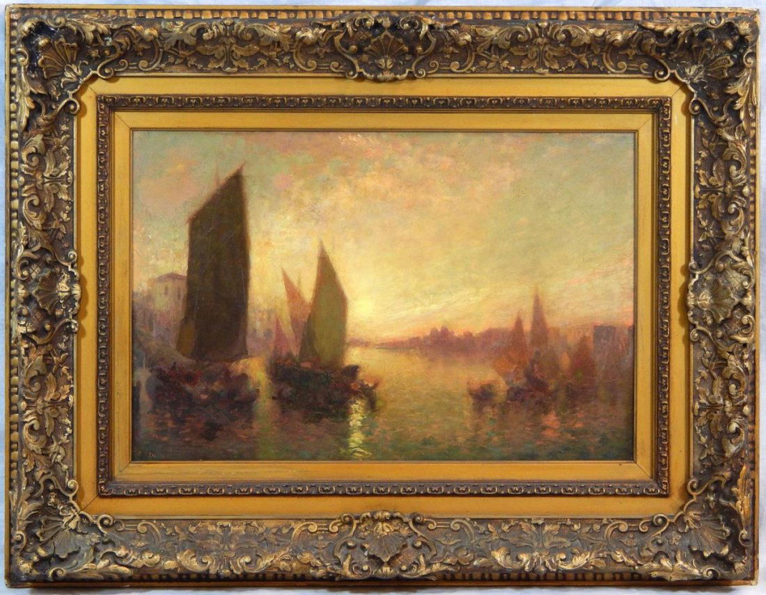 CARL MULLER OIL PAINTING ON CANVAS OF SHIP SCENE Jan 28, 2015 Palm