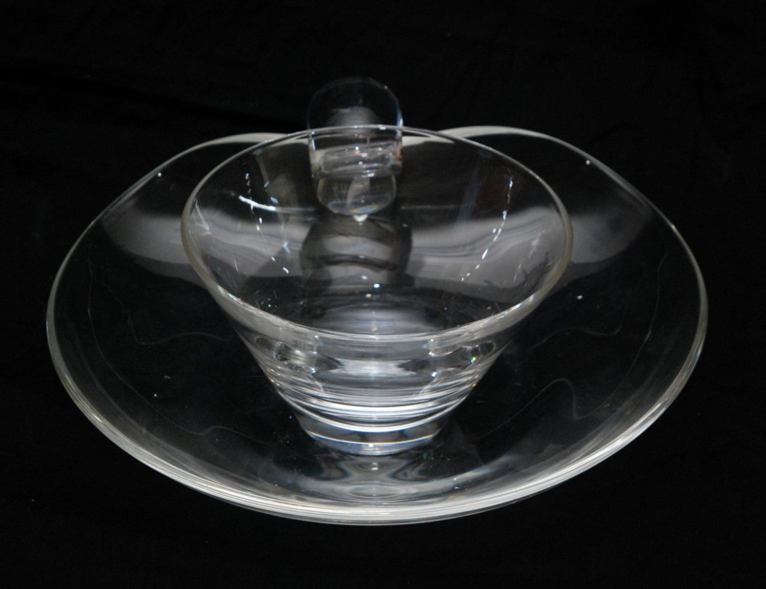 STUBEN CRYSTAL GLASS BOWL & DISH: STUBEN CRYSTAL GLASS BOWL & DISH , BOWL-3 X 9, BOWL-3 X 5