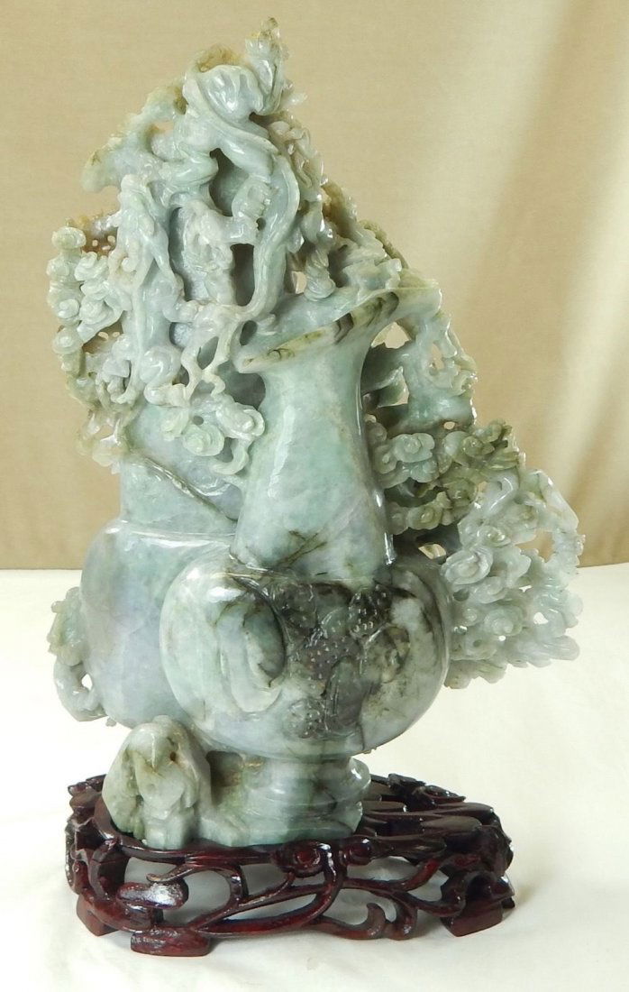 Chinese Jadeite Double Vases with Kylins (1 of 1)