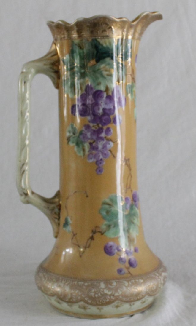 ANTIQUE HAND PAINTED PORCELAIN PITCHER (1 of 3)
