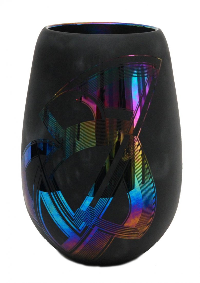 LARGE SIGNED ART DECO BLACK MATTE VASE (1 of 7)