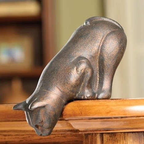 CAT SHELF SITTER: Cat Shelf Sitter - 3.5"H 5.5"W 3"D - Aluminum - Bronze Finish