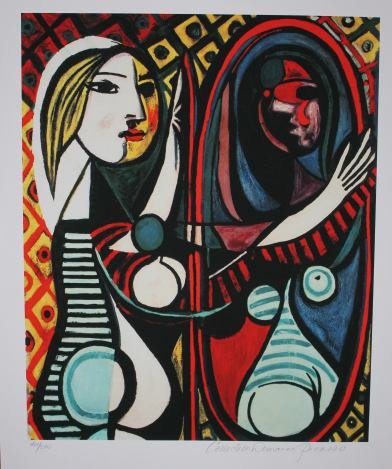 PICASSO "GIRL BEFORE A MIRROR": Pablo Picasso "Girl Before A Mirror" - Numbered Limited Edition Giclee' On Heavy Archival Wove Paper - Estate Signed In Pencil "Collection Domaine Picasso" - Edition Size 500 - Numbered In Pencil On L