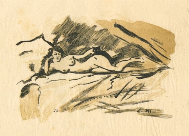 MANET COLOR WOODCUT "OLYMPIA": Edouard Manet Color Woodcut "Olympia" - Executed By Alfred Prunaire After The Manet Painting - This Impression Was Printed On Thin Japan Paper And Published By Paul Cassirer In 1923 - Sheet Size: 7 3/