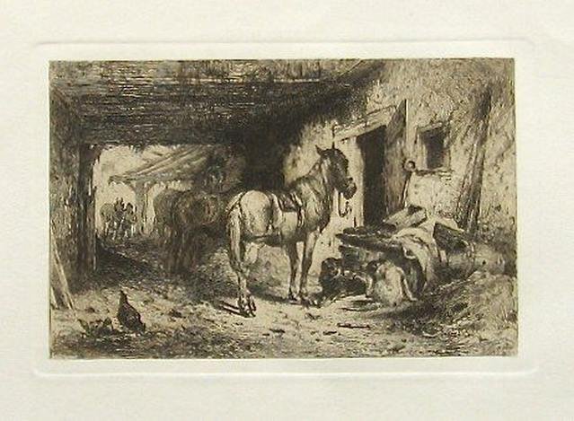 PETER MORAN ORIGINAL ETCHING "NOONDAY REST": Peter Moran Original Etching "Noonday Rest" - A Nice Impression On Cream Laid Paper, Published For The American Art Review In 1880; The American Art Review Was A Lavishly Produced Revue Featuring Orig