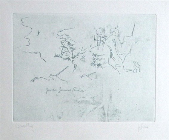 LEVINE HAND SIGNED ETCHING "JONATHAN JEREMIAH PEACHUM": Jack Levine Hand Signed Etching "Jonathan Jeremiah Peachum" - Original Soft Ground Etching, Signed In Pencil And Annotated "Artist's Proof" - This Etching Was Executed In 1967 For The "Dreigroschen Fi