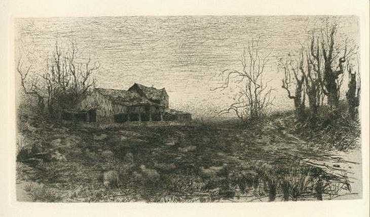 PARRISH "NOVEMBER" ORIGINAL ETCHING: Stephen Parrish "November" Original Etching - Catalogue Reference: Schneider 12 - Published In 1887 In An Edition Of 350 On Holland Paper, This Is A Beautiful, Rich Impression Of This Original Stephen