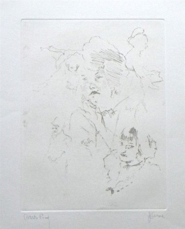 LEVINE HAND SIGNED ETCHING "TUNBRIDGE GIRLS WITH: Jack Levine Hand Signed Etching "Tunbridge Girls With Mcheath In Flight" - Original Soft Ground Etching, Signed In Pencil And Annotated "Artist's Proof" - This Etching Was Executed In 1967 For The "Dr