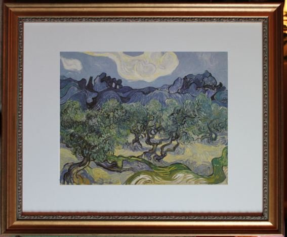 VAN GOGH "THE OLIVE TREES" - FRAMED: Vincent Van Gogh "The Olive Trees" - After The 1889 Oil Painting - Lithograph On Heavy Art Stock - Professionally Framed With Acid Free Mat And Solid Wood Frame - Image Appx. 8.25" X 10.5" - Framed Ap