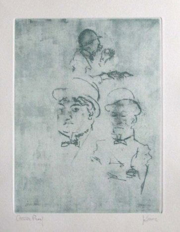 LEVINE HAND SIGNED ETCHING "THIEVES": Jack Levine Hand Signed Etching "Thieves" Original Soft Ground Etching, Signed In Pencil And Annotated "Artist's Proof" - This Etching Was Executed In 1967 For The "Dreigroschen Film" Series, For The
