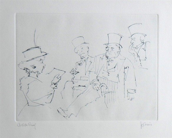 LEVINE HAND SIGNED ETCHING "POLLY FOUNDS A BANK": Jack Levine Hand Signed Etching "Polly Founds A Bank" Original Soft Ground Etching, Signed In Pencil And Annotated "Artist's Proof" - This Etching Was Executed In 1967 For The "Dreigroschen Film" Seri