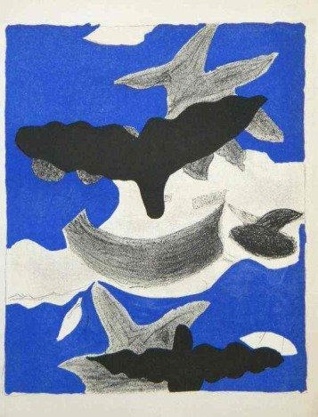 GEORGES BRAQUE LITHOGRAPH | OISEAUX - 1955: Georges Braque Lithograph | Oiseaux - One Of The Beautiful Compositions From George Braque's Intimate Sketchbooks (Carnets Intimes) - Braque Had Kept These Drawings Private, But Finally Consented To H