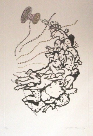 JONATHAN HAMMER HAND SIGNED ETCHING "KOVNO 2": Jonathan Hammer Etching - "Kovno 2" - Hand Signed In Pencil By The Artist - Limited Edition of 35- Numbered In Pencil "7/35" - Paper Size Appx 30" x 22" - Image Size Appx 22" x 14.75" - On Heavy Wove